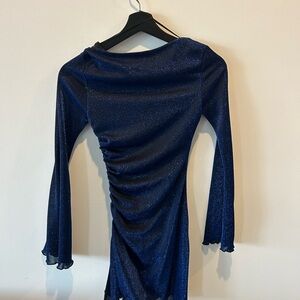 Shimmering Navy Long Sleeve Dress